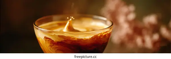 Coffee Splash in Glass Cup Close-up