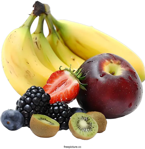 [Transparent Background PNG]Fresh Fruit Assortment on White Background