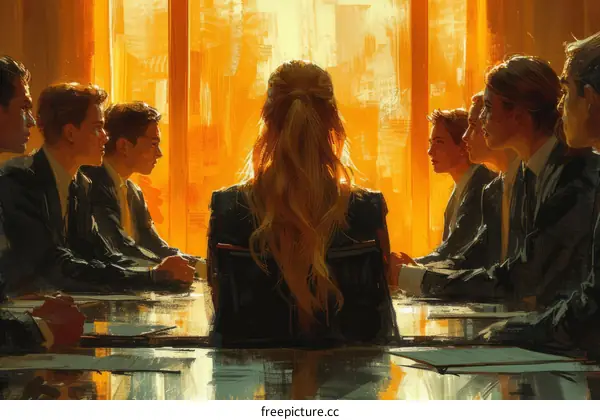 Business meeting with female leader