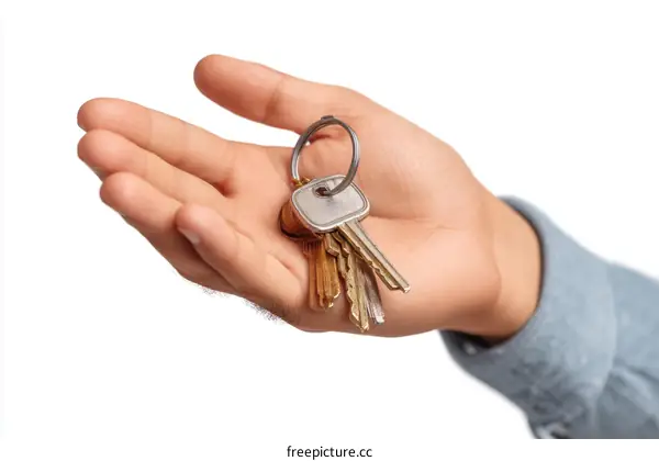 Hand Holding House Keys  Real Estate Concept