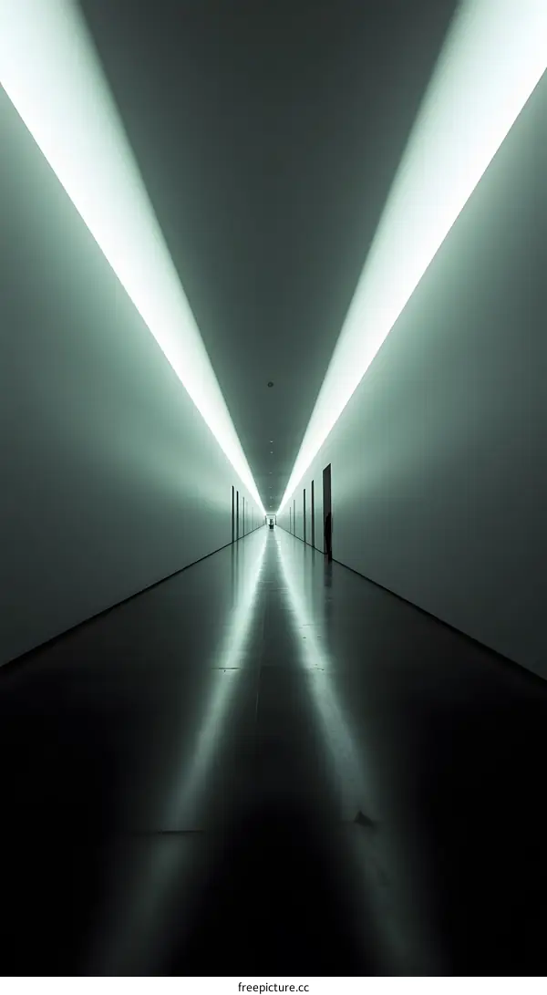 Long Corridor With Bright Lights