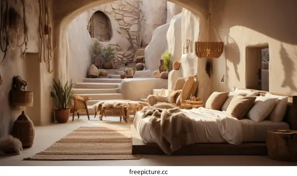 Earthen Luxury Bedroom: Natural Materials & Stylish Design