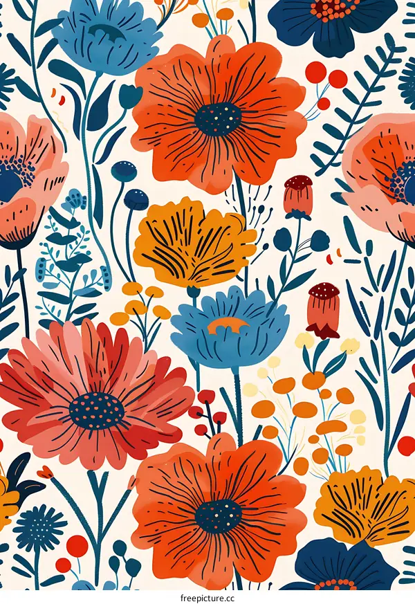 Colorful Floral Pattern Seamless Design