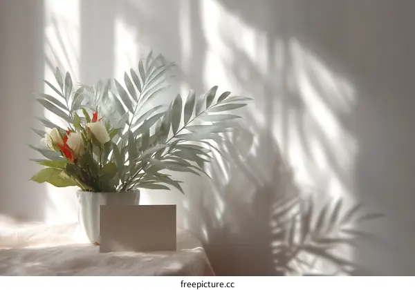 Elegant Floral Arrangement with Soft Sunlight