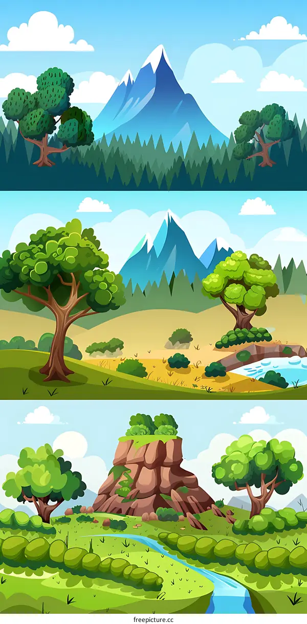 Mountain Landscape Background With Trees
