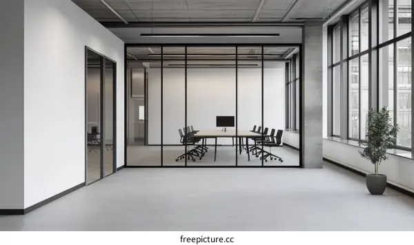 Modern Open Office Space with Glass Partition