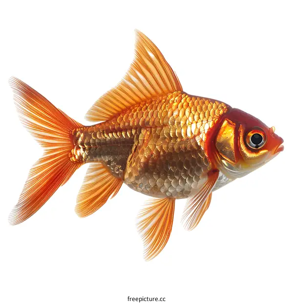 A red goldfish isolated on a white background