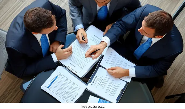 Business Meeting Contract Signing Caucasian Men