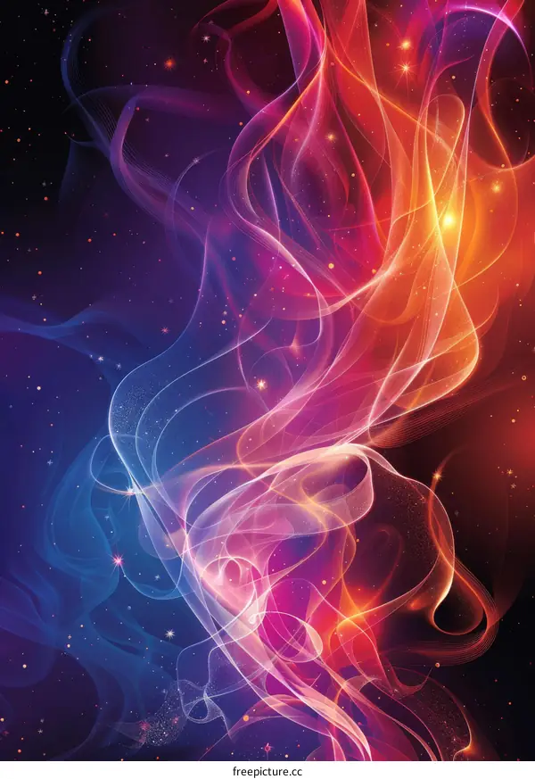 Abstract Colorful Light Trails in Dark Background