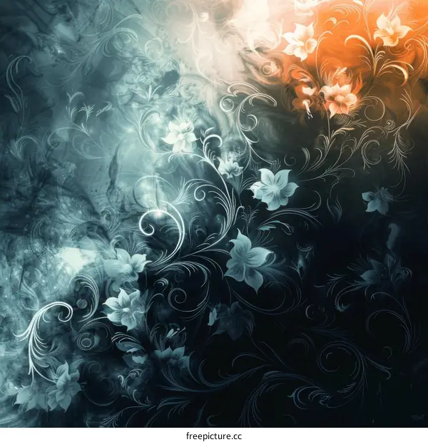 Blue and Orange Floral