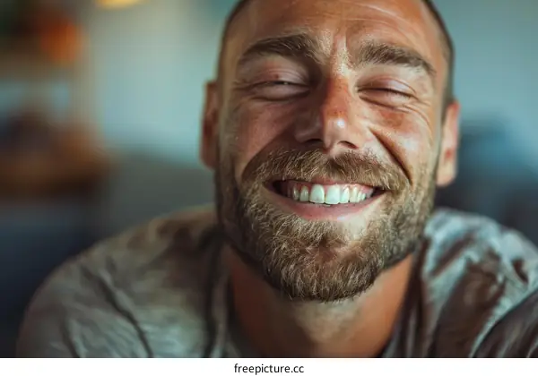 Close-up Portrait of a Smiling Caucasian Man