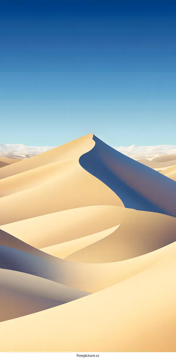 Sand Dunes in the Desert Landscape with Blue Sky