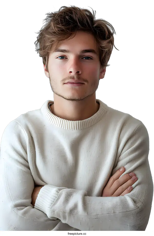 [Transparent Background PNG]Portrait of a young man with crossed arms