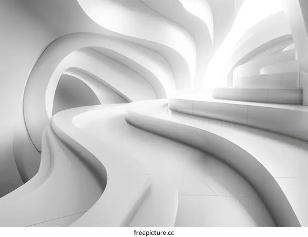 White minimalist futuristic sci-fi corridor