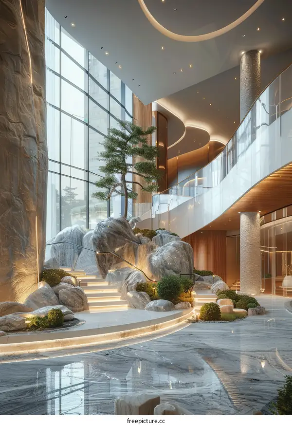 Modern Architectural Interior Design with Stone Accents