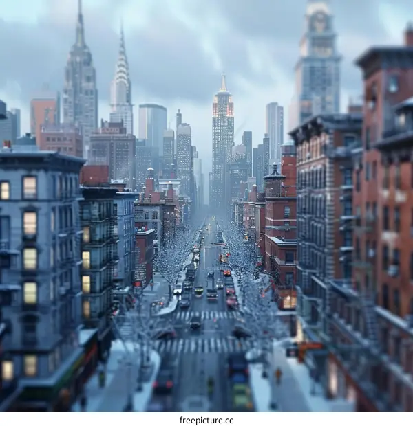 Snowy Fifth Avenue in Winter: New York City
