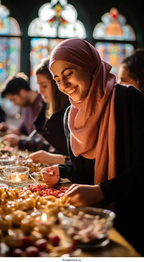 A group of people are preparing food in a kitchen.