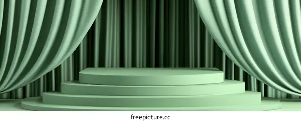 Pastel Green Stage Podium Illustration
