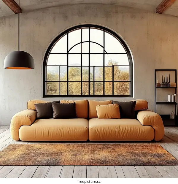 Modern Living Room with Arch Window