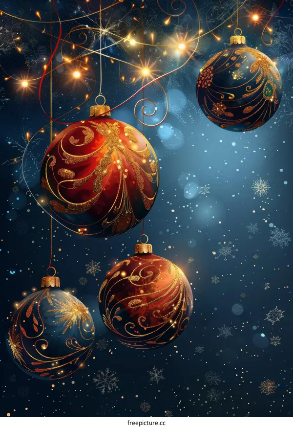 Christmas background with hanging Christmas balls