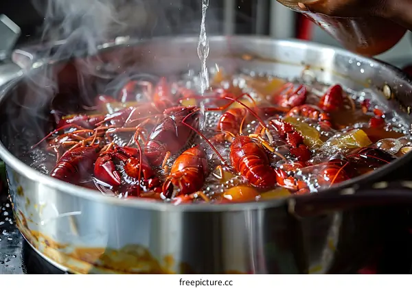 Boiling Crawfish in a Pot