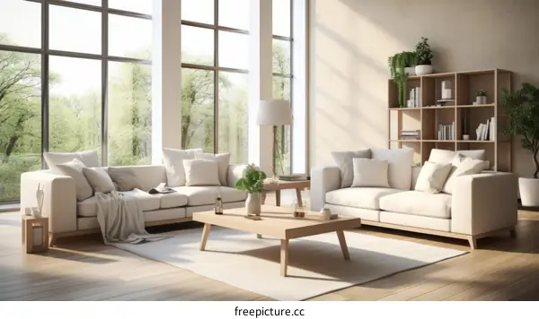Bright and Airy Living Room With Large Windows