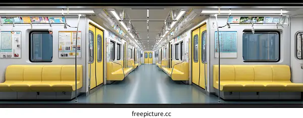 Empty Modern Subway Car Interior Design
