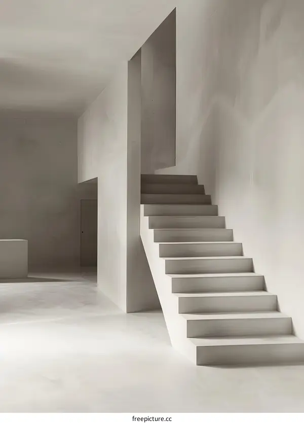 Minimalist Concrete Staircase in a Modern Interior Design