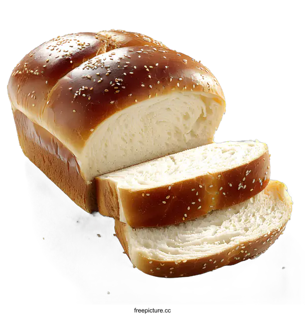 [Transparent Background PNG]Freshly Baked Loaf of Sesame Bread Sliced for Eating