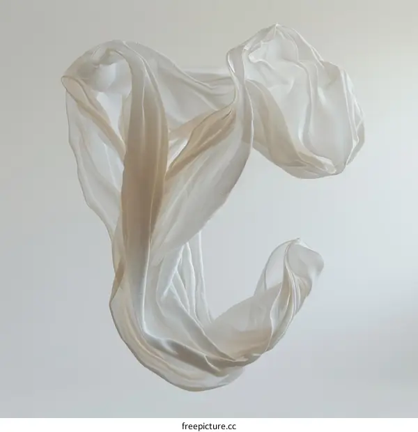White Fabric Floating in the Air