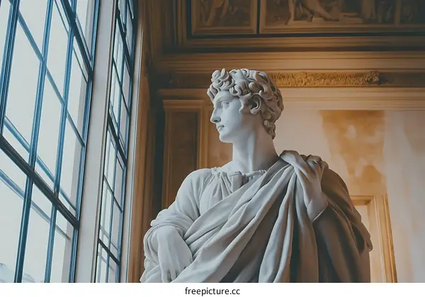 Marble Statue Of A Man In A Museum