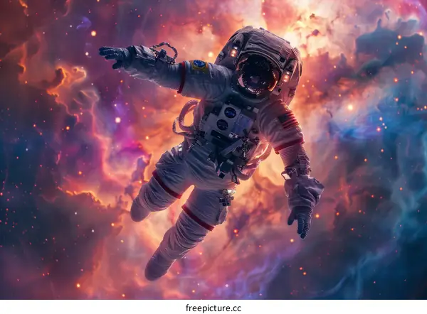 Astronaut Floating in the Vastness of Space