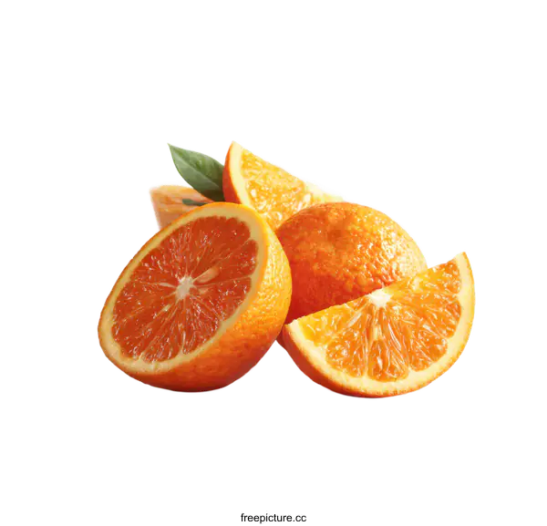 [Transparent Background PNG]Freshly Sliced Oranges on White Background