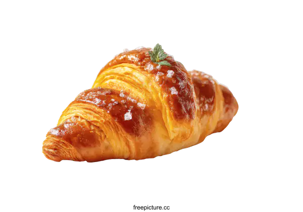 [Transparent Background PNG]Delicious Golden Croissant with Herbs