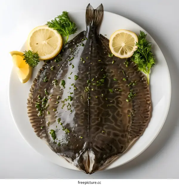 Fresh Flounder Fish Prepared for Cooking