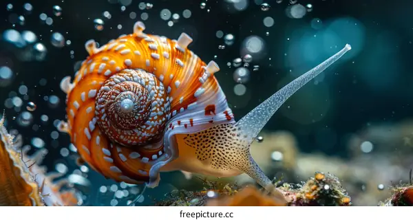 Spiral Beauty: Underwater Snail with Exquisite Shell
