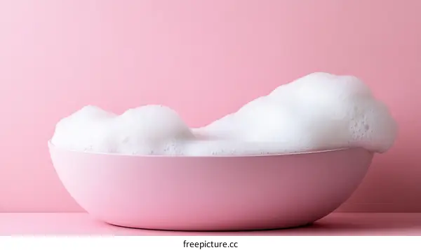 Pink Bowl with Fluffy Soap Foam