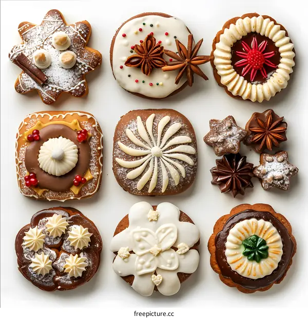 Decorated Christmas gingerbread cookies