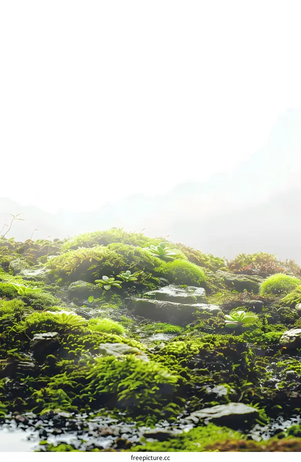 Green Moss Closeup With Sunlight