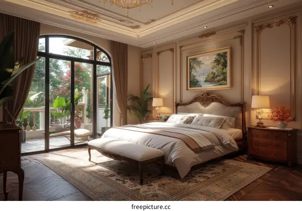Elegant Bedroom Interior Design with Balcony View