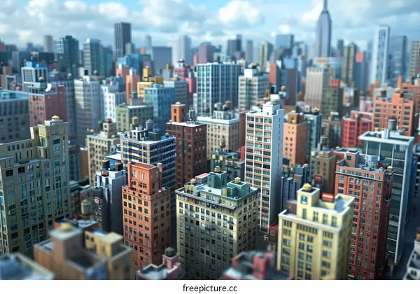 A Model Cityscape with Towering Skyscrapers