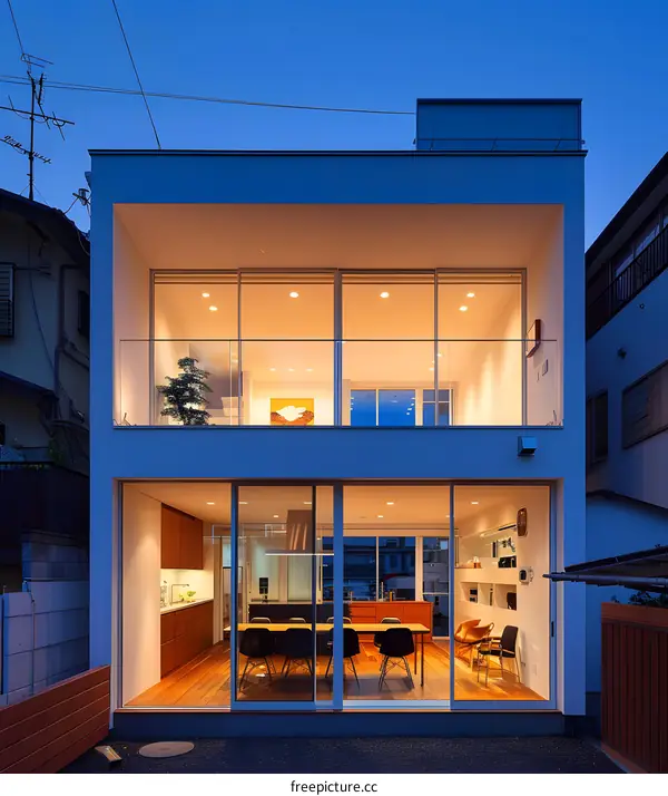 Modern Two Story House with Glass Walls