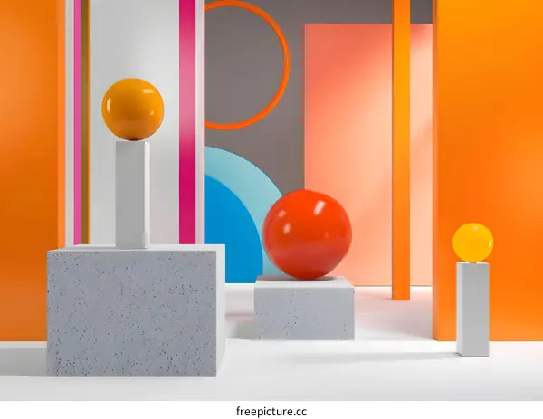 Abstract Minimalist 3D Design with Colorful Geometric Shapes