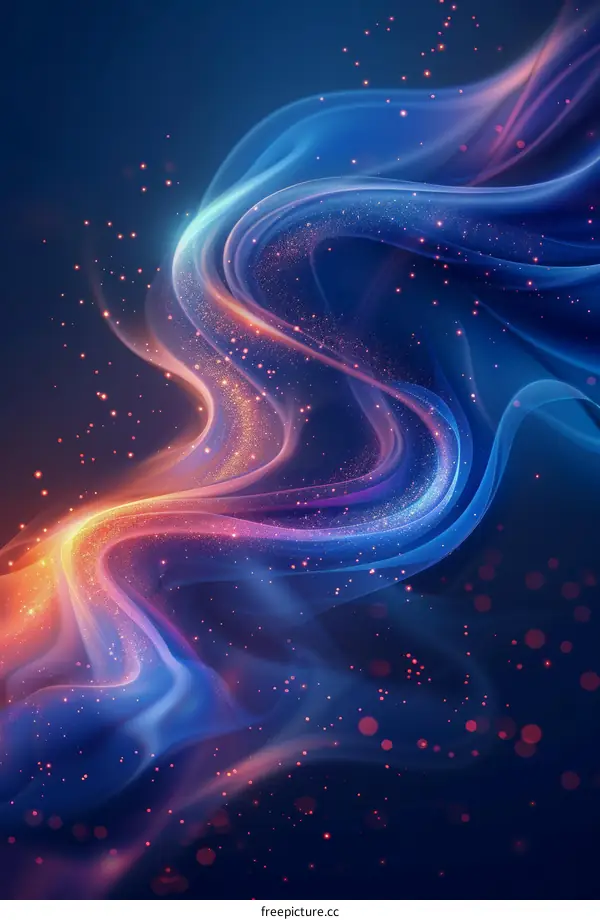 Abstract Blue And Gold Wave With Glitter