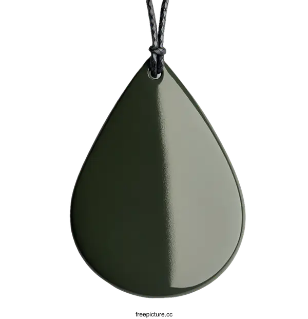 [Transparent Background PNG]Dark Green Teardrop Pendant Necklace
