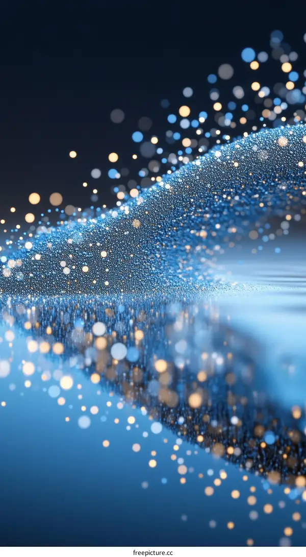 Abstract Blue and Gold Glitter Wave Design