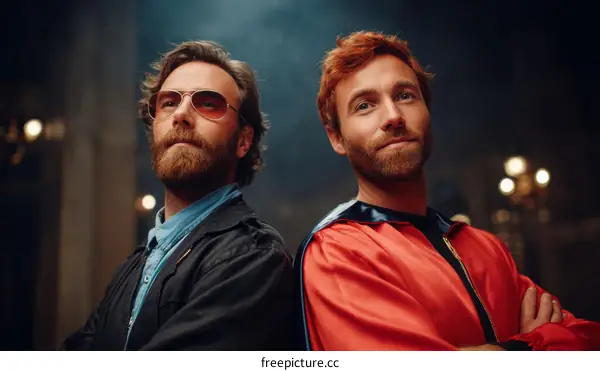 Two Caucasian Men in Costume Posing