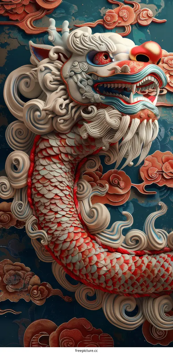 China Dragon Paper Cut Design with Cloud Pattern