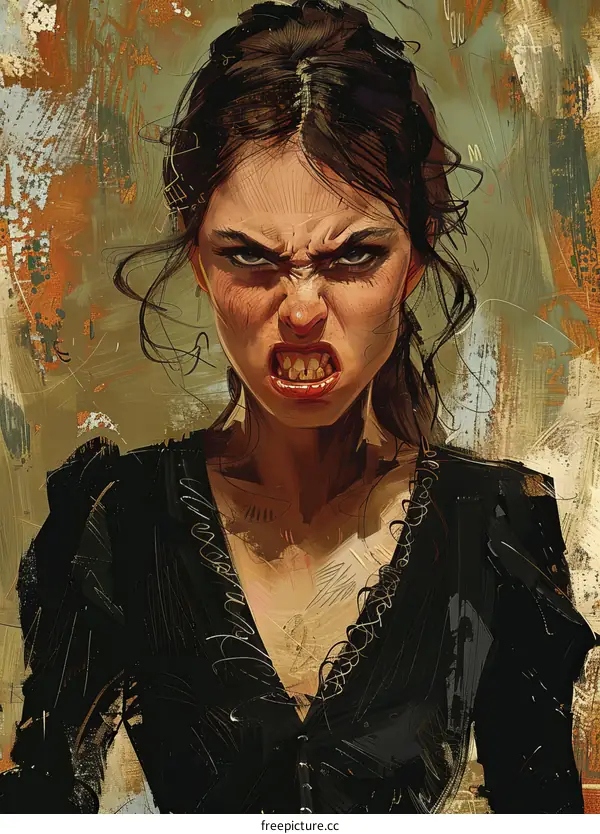portrait of an angry young woman
