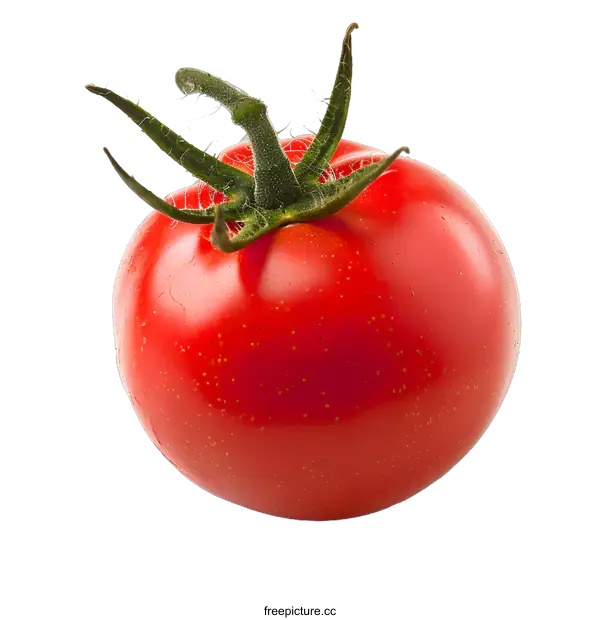 [Transparent Background PNG]Single Ripe Red Tomato Isolated on White Background